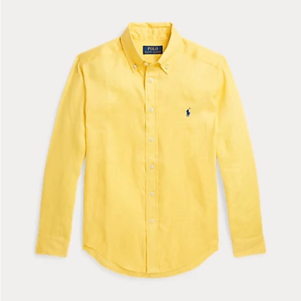 NEW Boys Polo Linen Button Up XL Yellow